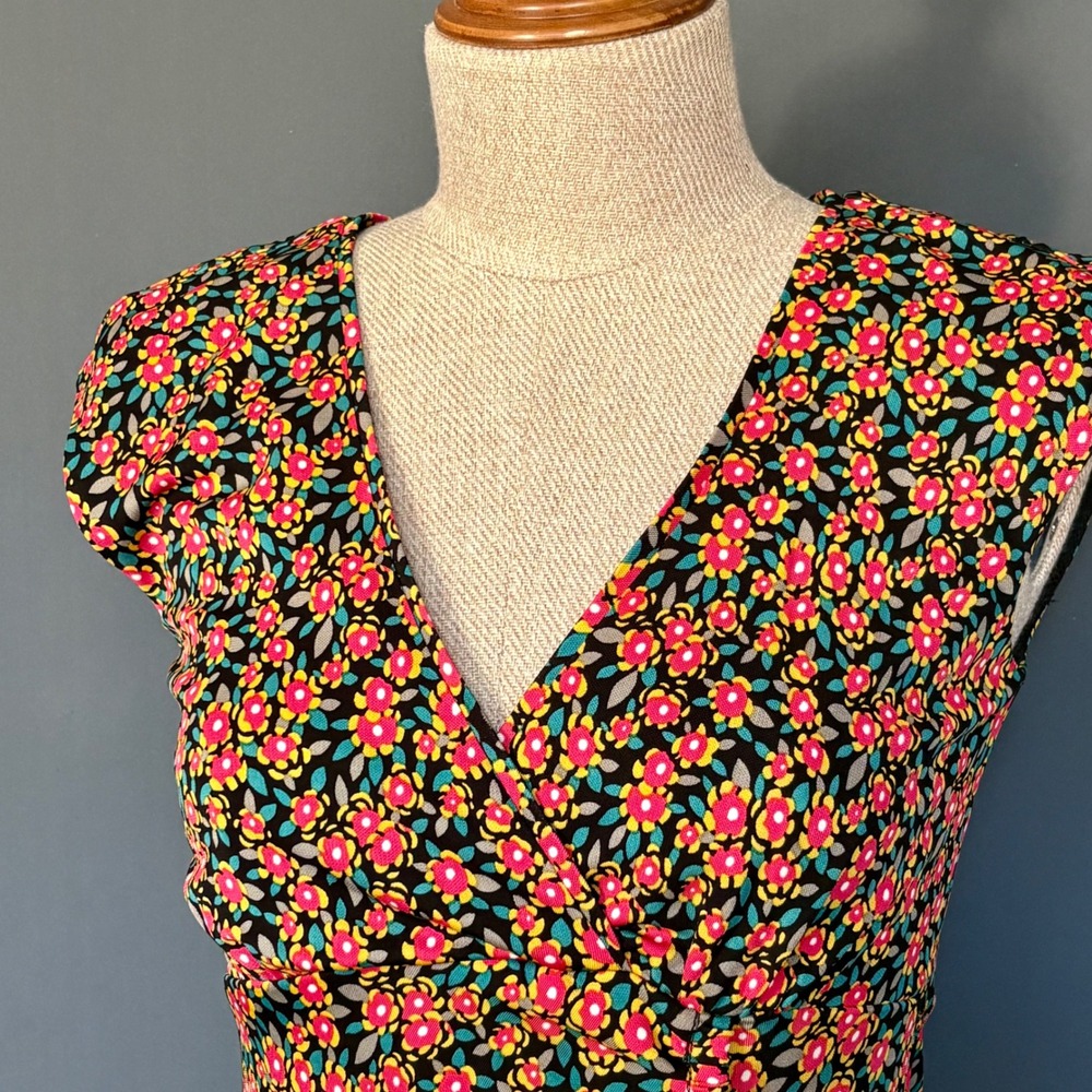 Nanette Lepore Floral Faux Wrap Sheath Dress | Size 2 | Ruched | Made in USA